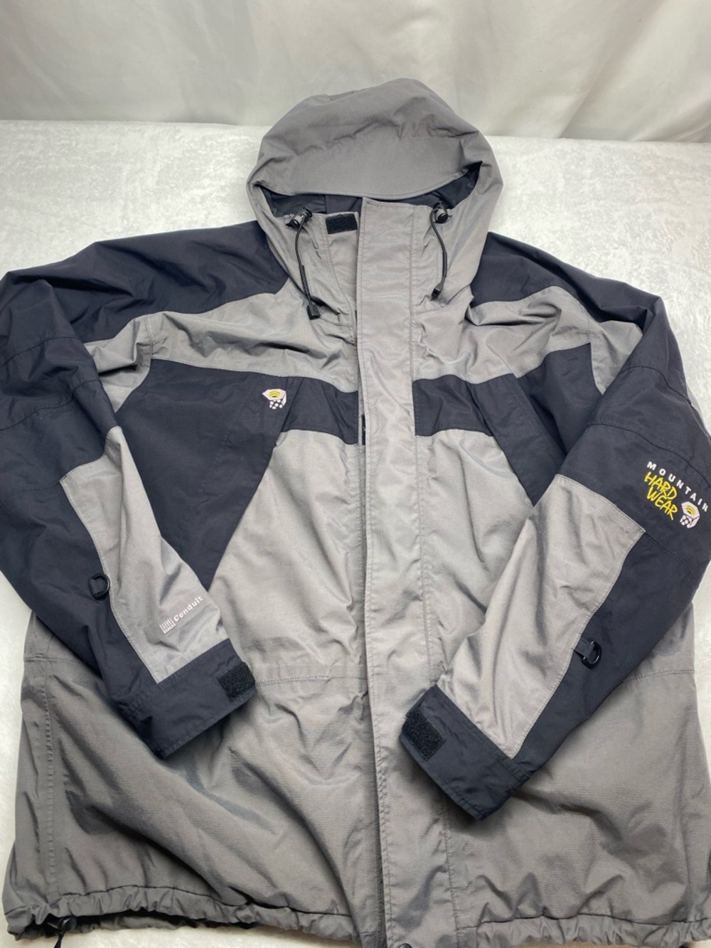 Mountain Hardwear Conduit Jacket Mens XL Gray Softshell Waterproof Hiking Hooded